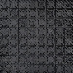 Chain Mail Satin Black 2 ft. x 2 ft. Decorative Tin Style Lay-in Ceiling Tile (24 sq. ft./case)