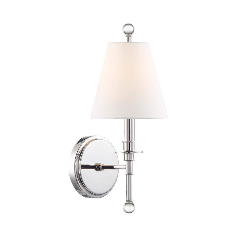 Elegant Polished Nickel Dimmable Sconce with White Silk Shade