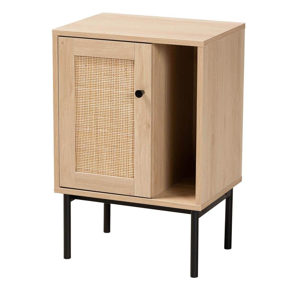 Baxton Studio Sherwin Light Brown and Black 1 Door Storage