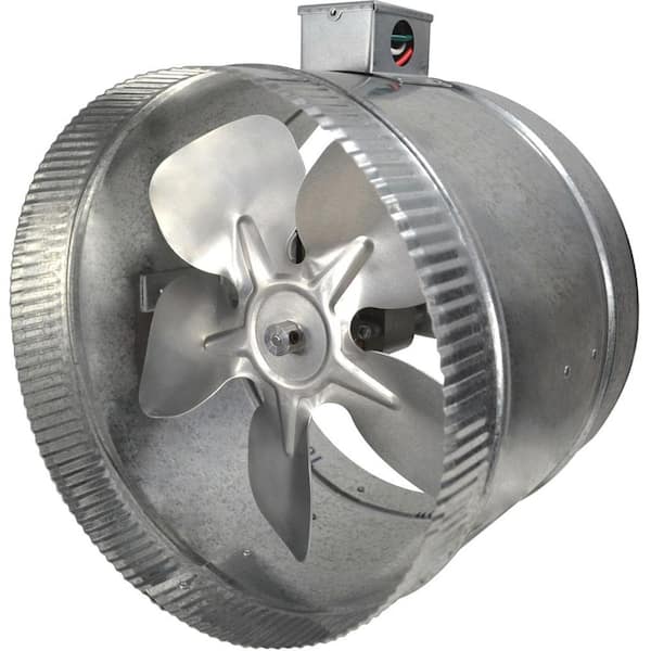 Inline Duct Fan 12 Inch 4 Pole Motor With Electrical Box Boosts Airflow To Rooms 