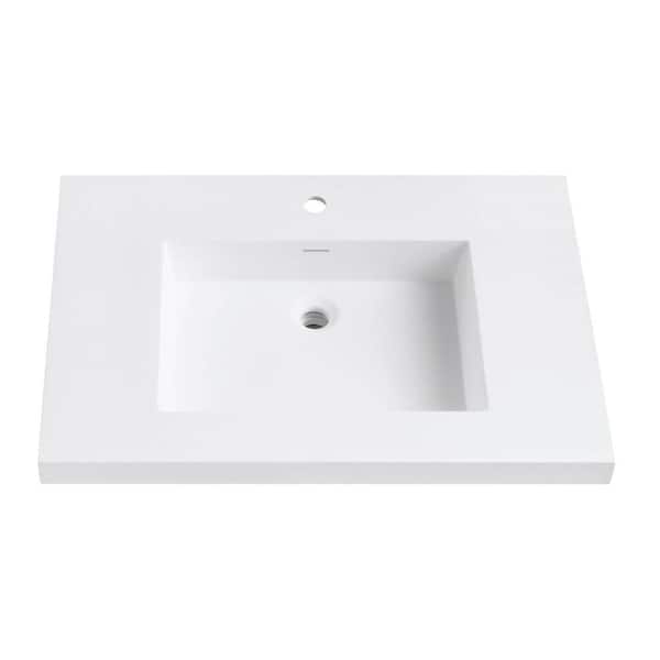 Avanity VersaStone 31 in. W x 22 in. D Solid Surface Acrylic White Rectangular Single Sink Bathroom Vanity Top in White