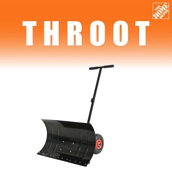 THROOT 29 in. Metal Handle Steel Snow Shovel with 10 in. Wheels Adjustable Angle Handle Snow Removal Tool Snow Pusher