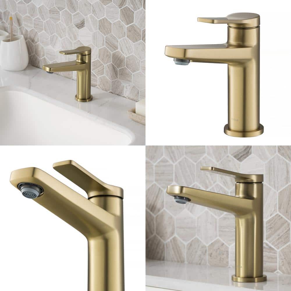 Indy 6.75'' Brushed Gold Stainless Steel Bathroom Faucet