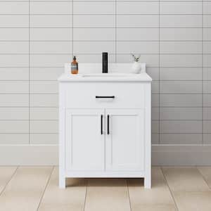 Beckett 30 in. W x 22 in. D x 35 in. H Single Sink Bathroom Vanity in White with White Cultured Marble Top