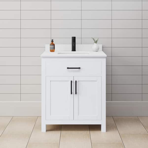 Beckett 30 in. W x 22 in. D x 35 in. H Single Sink Bathroom Vanity in White with White Cultured Marble Top