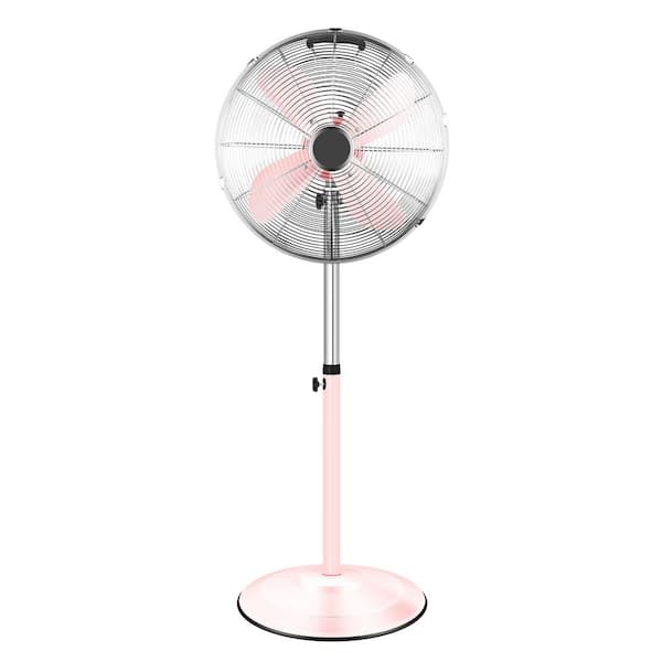 Tidoin 17 in. 3 Fan Speeds Heavy Duty Floor Fan in Pink with 75° Oscillating