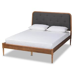 Baxton Studio Helsa Dark Grey and Walnut King Platform Bed 175