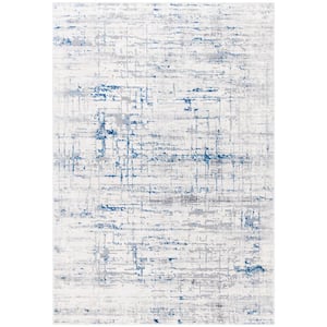 Amelia Ivory/Blue 4 ft. x 6 ft. Abstract Geometric Area Rug
