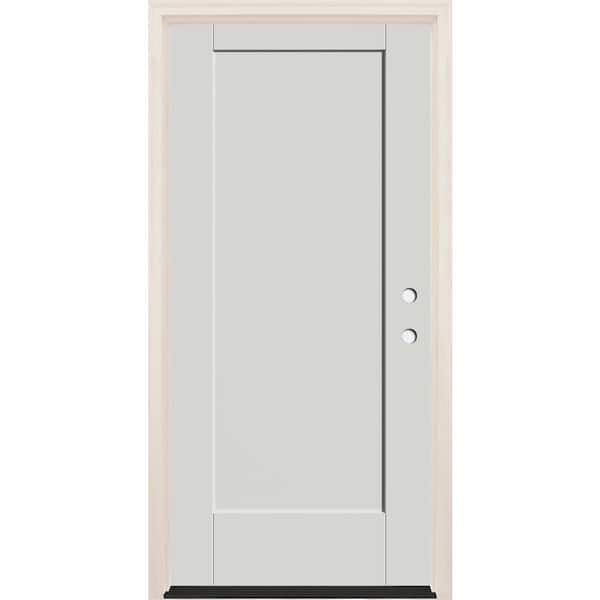 Builders Choice 36 in. x 80 in. 1 Panel Left-Hand Alpine Painted Fiberglass Prehung Front Door w/6-9/16 in. Frame and Bronze Hinges