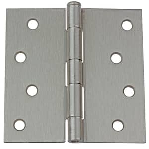 4 in. Satin Nickel Steel Door Hinge Square Corners with Screws (12-Pack)