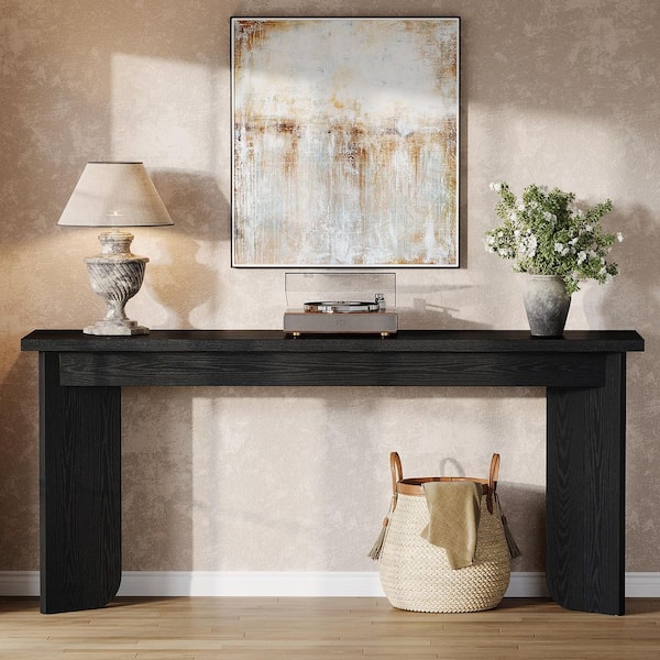BYBLIGHT Turrella 70.9 in. Extra Long Black Entryway Table, Rectangle Wood Console Table Behind Couch for Living Room