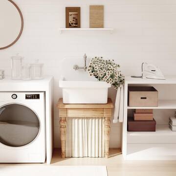 Eridanus Mason 8 Gal. 16 in. D x 21 in. W Wall Mount Laundry/Utility Sink in Crisp White with Basket Strainer ERI-US-201