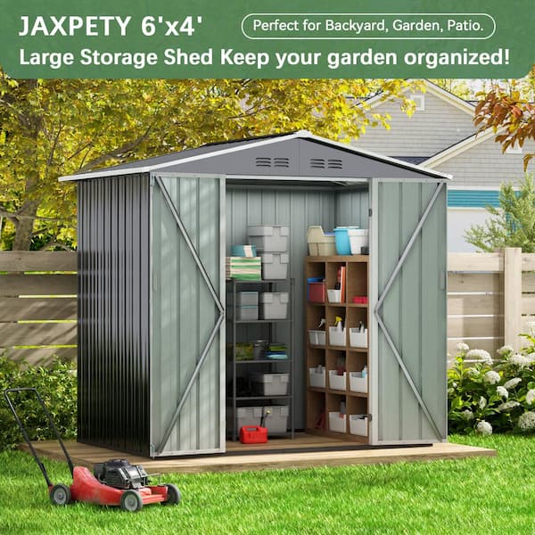 JAXPETY 6 ft. W x 4 ft. D Outdoor Storage Metal Sheds with