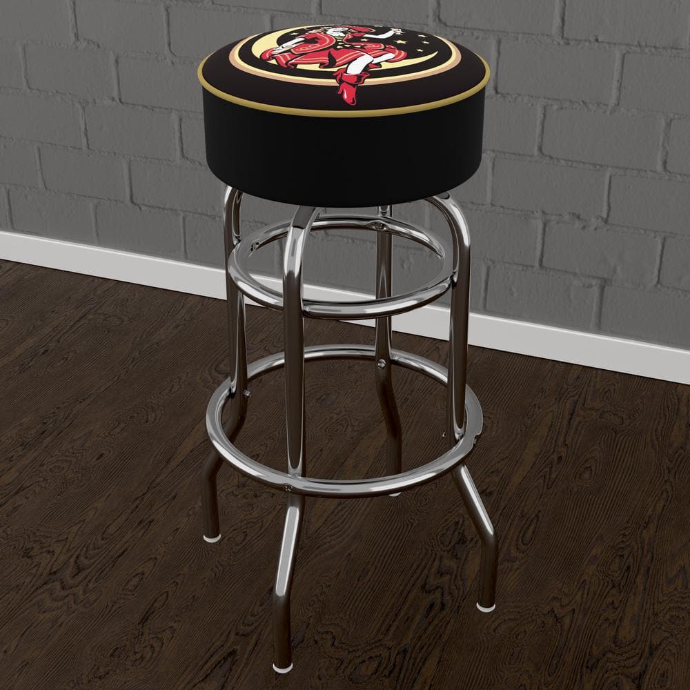 Miller High Life Girl in the Moon 31 in. Yellow Backless Metal Bar Stool wi