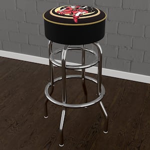 Miller High Life Girl in the Moon 31 in. Yellow Backless Metal Bar Stool with Vinyl Seat