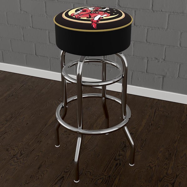 Unbranded Miller High Life Girl in the Moon 31 in. Yellow Backless Metal Bar Stool with Vinyl Seat