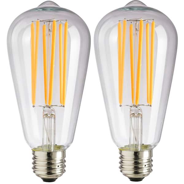 Sunlite 40-Watt Equivalent ST19 Vintage Dimmable Edison LED Light Bulb Amber, 2200K (2-Pack)
