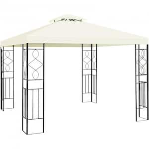 2-Tiers 10 ft. W x 10 ft. L Beige Patio Gazebo Canopy Tent