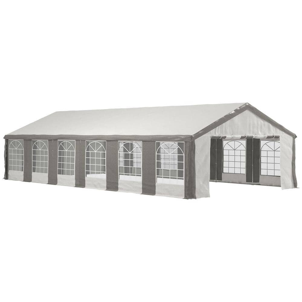 19.6 ft. x 39.4 ft. White and Gray Removable Canopy Tent for Parties, Weddi