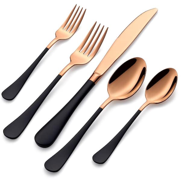 20-Piece Black 18/0 Stainless Steel Flatware Set (Service for 4), Include Forks Spoons and Knives, Dishwasher Safe