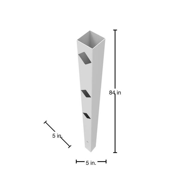 Barrette Outdoor Living 5 in. x 5 in. x 84 in. White Vinyl Fence End/Gate Post