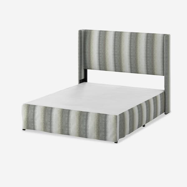 JAYDEN CREATION Raymond 2 Piece Silver Wingback Design King Bedroom Set with Metal Platform Bed Frame