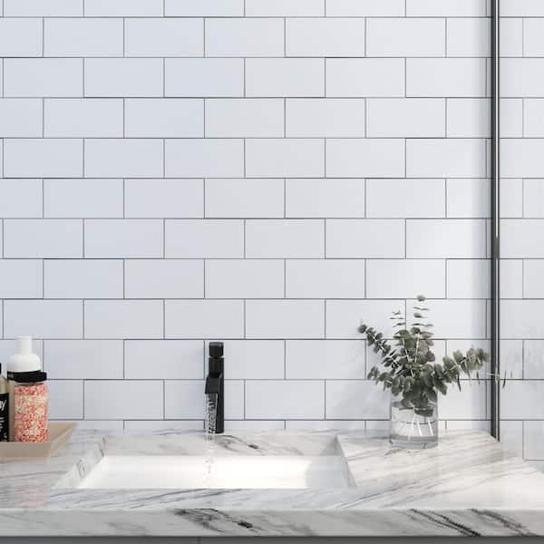 100-Piece Peel and Stick Backsplash for Kitchen 3 in. x 5.9 in. PVC Subway Tile for Kitchen, Bathroom White (12 sq. ft.)