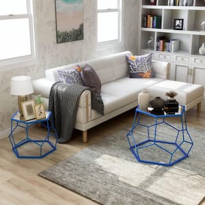 Kristy 22 in. H Mirrored Top Blue Nesting Tables (Set of 2)