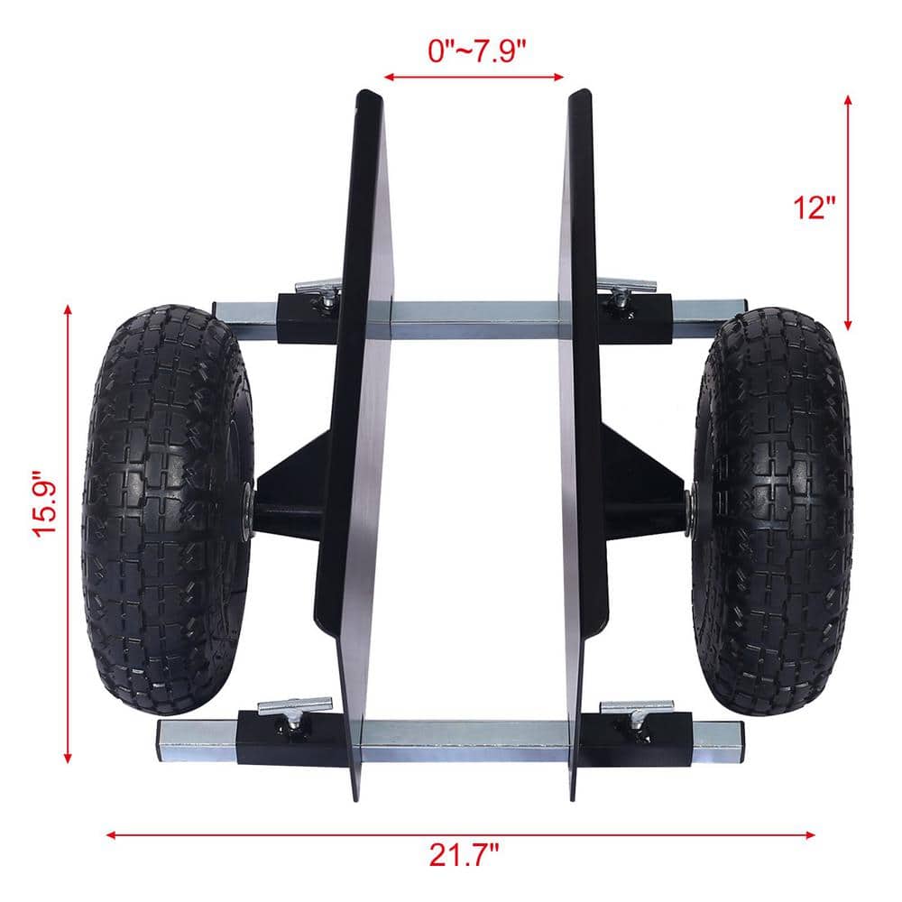 Heavy-Duty Black Steel Panel Dolly with Pneumatic Wheels