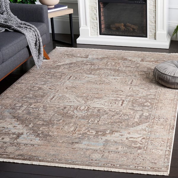 Vintage Persian 6 ft. x 9 ft. Brown/Beige Ornate Distressed Area Rug