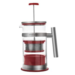 4 Cup Red French Press Coffee Maker with Dual Filter
