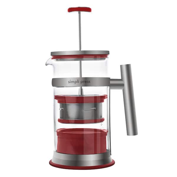 Unbranded 4 Cup Red French Press Coffee Maker with Dual Filter