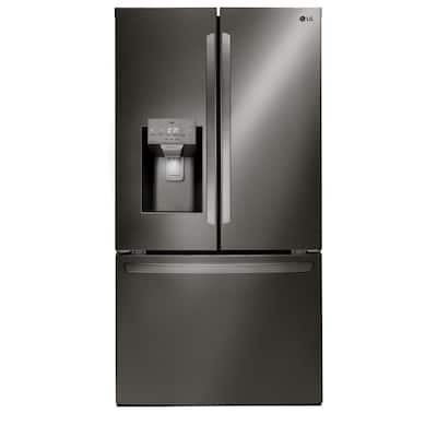 28 cu. ft. 3 Door French Door Refrigerator with Ice and Water with Single Ice in Black Stainless Standard Depth