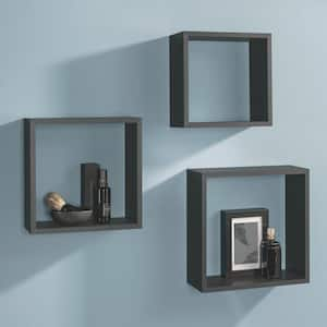 FRAME Set 11.8 in. x 11.8 in. x 4.6 in. Black MDF Decorative Wall Shelf with Brackets