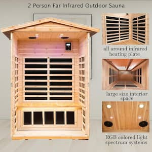 Moray 1-2 Person Outdoor Fir Infrared Sauna with 8 Far-infrared Carbon Crystal Heaters and Chromotherapy