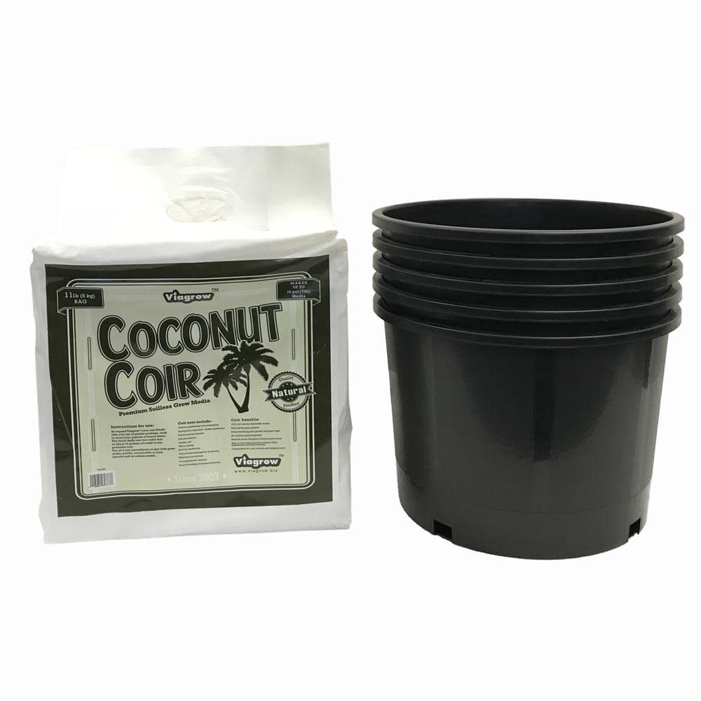 Viagrow 5 Gal. Nursery Pots with Coir Coco Grow Media (5Pack) VHG5KG5