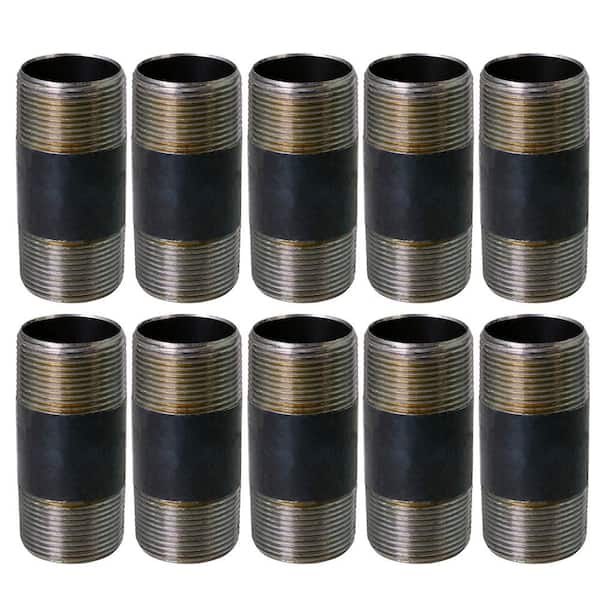 PLUMBFLEX Black Steel Pipe, 1-1/2 in. x 5 in. Nipple Fitting (10-Pack)