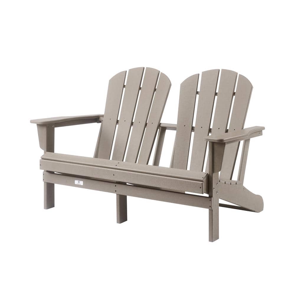Classic Brown Plastic Outdoor Patio 2 Seats Adirondack Chair