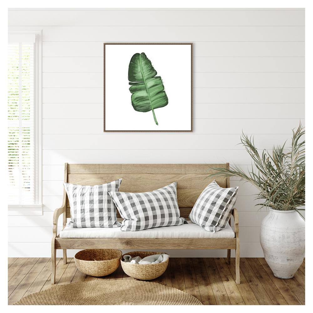Leaves of the Tropics I Green Canvas Print with Bronze Frame