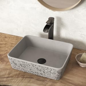 Cast Stone Zinnia Concrete Rectangular Vessel Bathroom Sink in Ash Gray