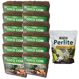 108 Gal. Expanding Coco Coir Pith (48 Brick/12-Pack) & 8 Dry Qt. Premium Horticultural Perlite