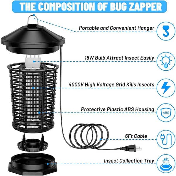 BLACK+DECKER Bug Zapper Electric UV Insect Catcher and Killer - 36