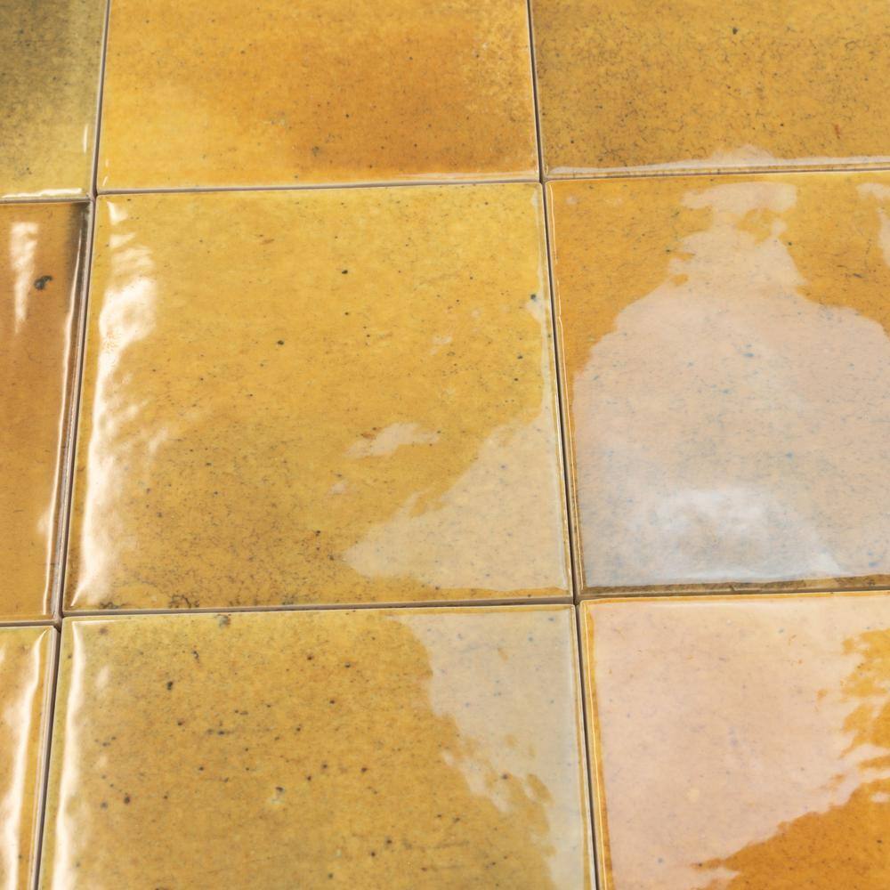 Antiek 4'' x 4'' Glossy Honey Orange Ceramic Tile