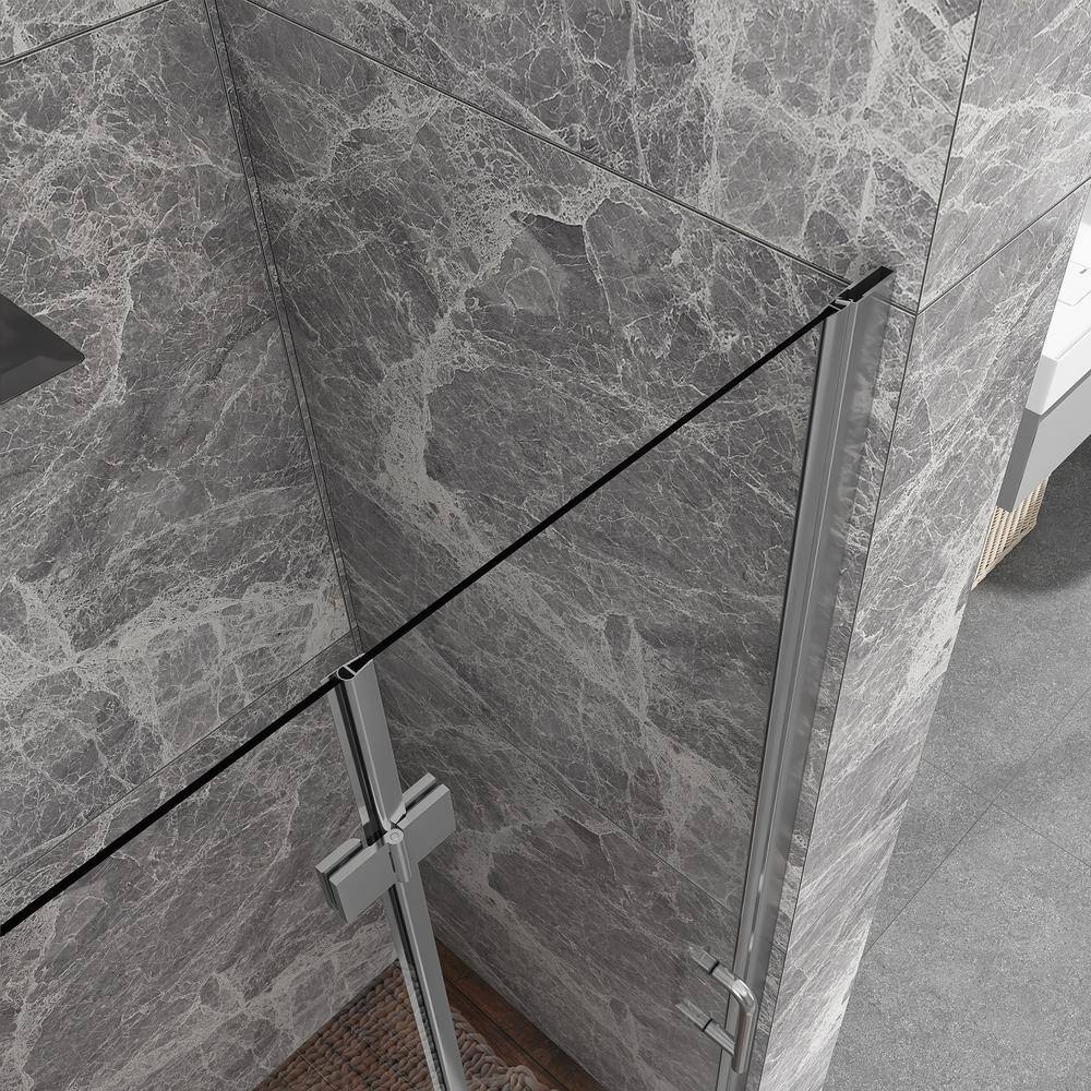 36" x 72" Chrome Semi-Frameless Bifold Shower Door with Clear Glass