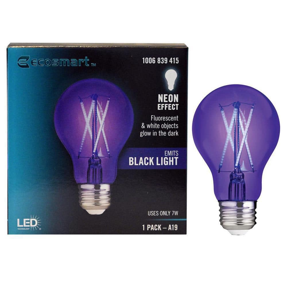 een andere Kameraad Ass EcoSmart 40-Watt Equivalent A19 Blacklight Ultraviolet Glow in the Dark LED  Light Bulb (1-Pack) FG-04239 - The Home Depot