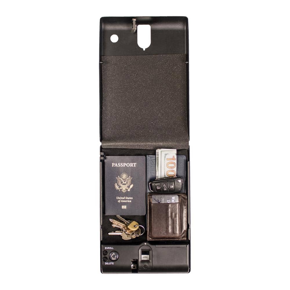 Compact Black Biometric Lock Pistol Safe with Powder-Coated Finish