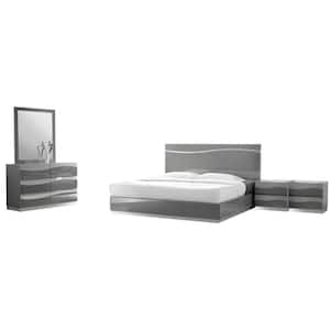 Leon 5-Piece Gray Modern King Bedroom Set