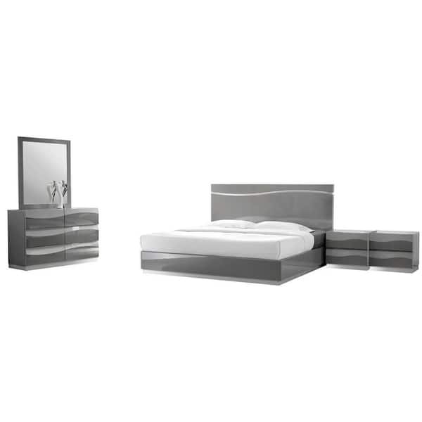 Best Master Furniture Leon 5 Piece Gray Modern King Wood Bedroom Set LEONEK5 The Home Depot