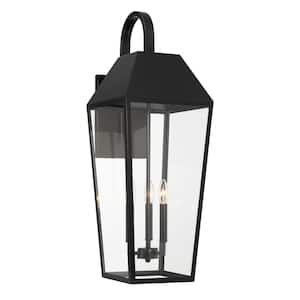 31.5 in. Black Outdoor Hardwired Wall Lantern Sconce with No Bulbs Included