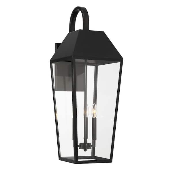 Easylite 31.5 in. Black Outdoor Hardwired Wall Lantern Sconce with No Bulbs Included
